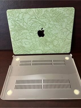 Apple MacBook Light Green Floral Protective Shell with Clear Bottom